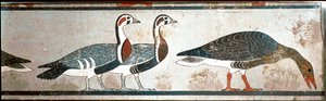 Kazlar, Itet'in Mastaba'sından bir panelin detayı, Nefermaat'ın karısı, Meidoum (boyalı kireçtaşı) by Egyptian Egyptian