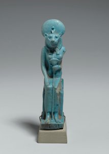 Oturan Sekhmet figürü, MÖ 305-30 (sırlı fayans) by Egyptian Ptolemaic Period