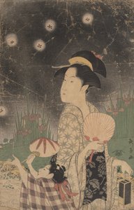 Ateşböceklerini Yakalayan Kadın ve Çocuk, ca. 1793. by Eishōsai Chōki