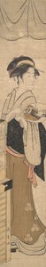 Fanlı Genç Bayan. by Eishōsai Chōki