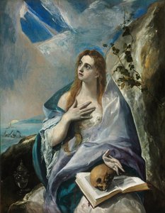 ""La Madeleine repentante"" Tablo Domenikos Theotokopoulos dit El Greco (1541-1614) 16eme siecle - El Greco, Dominico (1541-1614) - 1577 - Tuval üzerine yağlı boya - 156.5x121 - Szepmuveszeti Muzeum, Budapeşte by El Greco