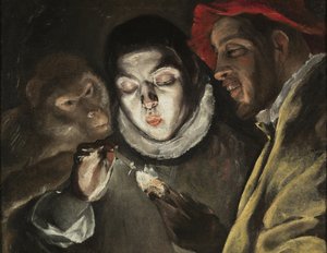La fabl - Peinture de Dominicos Theotokopoulos dit Le Greco (1541-1614), huile sur toile (50.5x63.6 cm), vers 1580 - (The Fable, tuval üzerine yağlı boya, El Greco) - Museo del Prado, Madrid (Espagne ) by El Greco