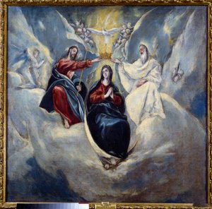 Domenikos Theotokopoulos dit El Greco (1541-1614) 1595 Sun tarafından Bakire Resminin Taç Giymesi. 0,99x1,01 m Madrid, Prado Müzesi by El Greco
