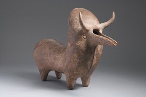 Zebu boğası (pişmiş toprak) şeklinde Amlash rhyton