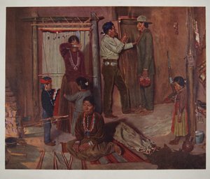 Carlisle Kızılderili Okulu'na (chromolitho) gitmek için evden ayrılmak