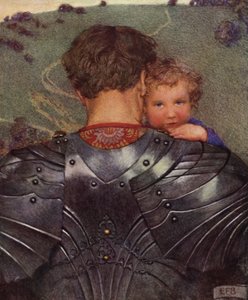 Tarlada bir aslan olsa da, Sırasıyla bir kuzu bulacaksın (renkli taş) by Eleanor Fortescue-Brickdale