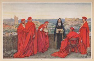 Sienalı Aziz Catherine, Floransalılar adına Papa XI. Gregory ile müzakere ediyor. by Eleanor Fortescue Brickdale