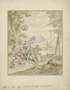 Armida ve Rinaldo ile bir oda boyama tasarımı by Elias van Nijmegen