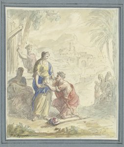Rebekah ve Eliezer kuyuda