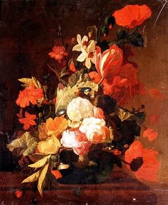 Güller, laleler, konvolvuli vb. by Elias van den (follower of) Broeck