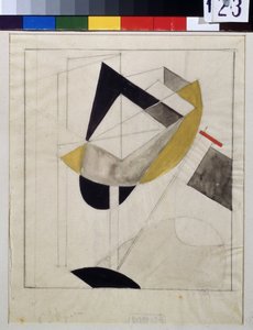 Proun 19 (Proun 19) - Lazar Lissitskij dit El Lissitskij (Lissitsky veya Lissitski veya Lissitzky) (1890-1941), guaj ve kağıt üzerine mürekkep, 1920 civarında - Rus avangardı, 20. yüzyılın başları, soyut sanat - Devlet Tretyakov Galeri , Moskova by Eliezer Markowich Lissitzky