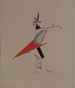 Ruffian. A. Kruchenykh, 1920-1921 tarafından Güneşe Karşı Zafer operası için heykelcik by Eliezer Markowich Lissitzky