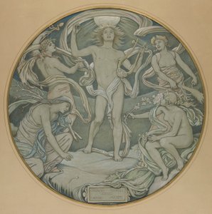 Huntington Tavan Merkez Çemberi için Karikatür: Apollo ve Görevliler by Elihu Vedder