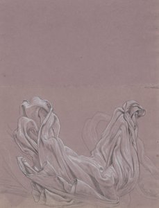 Figür Çalışmaları (rekto); Perdelik Çalışması (tersi) by Elihu Vedder