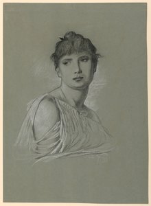 Genç Bir Kadının Portre Kroki by Elihu Vedder