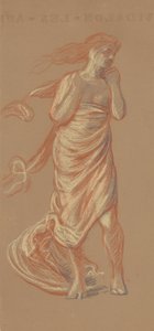 Drapeli Ayakta Kadın Figürü, c.1872-77 (dokuma kağıt üzerine pastel boya) by Elihu Vedder