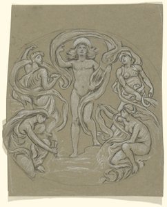Huntington Tavan Merkezi Dairesi Çalışması: Apollo ve Görevliler by Elihu Vedder