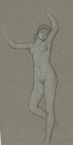 Luna Figürü için Çalışma by Elihu Vedder