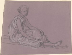 Yunan Kızlarının Banyo Yapması Çalışması, c. 1872. by Elihu Vedder