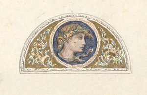 Kadın Kafalı Lunette için Çalışma by Elihu Vedder