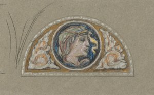 Kadın Kafalı Lunette için Çalışma by Elihu Vedder