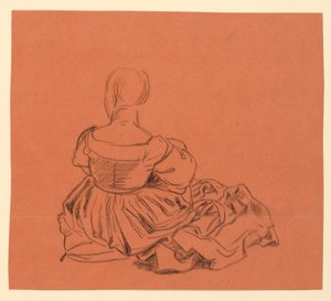Oturan bir kadının kostümlü çalışması by Elihu Vedder