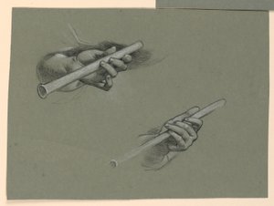 flüt tutan iki elin çalışmaları (?) by Elihu Vedder