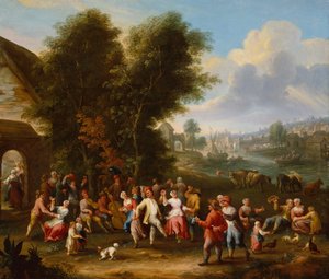 Bir Köy Kermesse (tuval üzerine yağlı boya) by Elisabeth Seldron