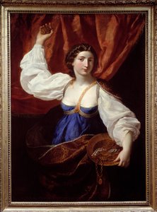 Liberalite Altın ve mücevherlerle dolu bir tepsi tutan genç bir kadın. Resim Elisabetta Sirani (1638-1665) 17. yüzyıl Nimes, Güzel Sanatlar Müzesi