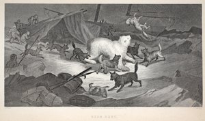 Bear Hunt, 'Sir John Franklin'i Ararken İkinci Grinnell Seferi'nden bir çizim, 1856