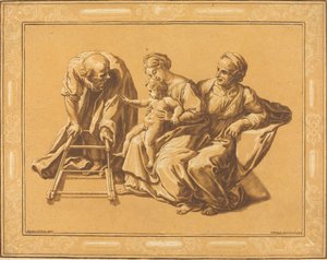 Kutsal Aile by Elisha Kirkall, after Giulio Romano