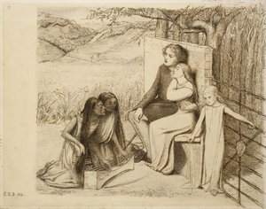 Two Lovers, 1854 (beyaz kağıda kalem ve kahverengi mürekkep)