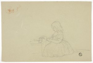 Çay Döken Genç Kız ve Profil Kroki (rekto) ve İtalyan Şehri Sokağı Kroki (ters) by Elizabeth Murray