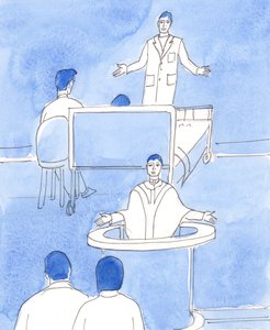 Ciddi bir teşhis koyan bir cerrahın bazen iyileşme umudu çok azdır, 2003 (kağıt üzerinde w/c) by Elizabeth Wang