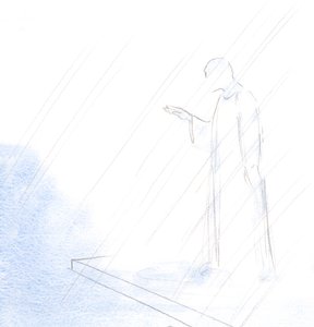 Rahip haçın kutsal işaretini yapıp bize kutsamasını verdiği gibi, Başkâhinimiz Mesih de öyle yaptı., 2001 (kağıt üzerinde w/c) by Elizabeth Wang