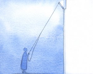 Zayıflığımı ve bencil umutlarımı itiraf ederek, ruhumda yüksek bir pencere açmış gibiyim. Işık içeri akıyor, 2002 (kağıt üzerinde w/c) by Elizabeth Wang