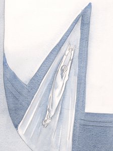 Mesih cennete beyaz cüppeli girdi ve biz yolu takip ediyoruz., 2001 (kağıt üzerinde w/c) by Elizabeth Wang