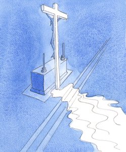 Mesih, dünyasal yaşamında, sevgi, onur ve zaferden başka hiçbir şeyi hak etmemesine rağmen, tüm fedakarlıkları sona erdirmek için Kurbanı teklif etti, 2003 (kağıt üzerinde w/c) by Elizabeth Wang