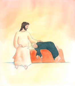 Mesih, arkadaşlarına her koşulda yakındır, 2000 (kağıt üzerinde w/c) by Elizabeth Wang