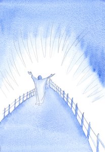 Kutsal Ayin Kurbanı sırasında Mesih Kilisesi ile birlikte, bizim adımıza dua ediyor, 2002 (kağıt üzerinde w/c) by Elizabeth Wang
