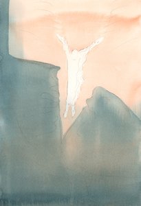 Mesih kalplerimizin korkunç karanlık derinliklerine sevgiyle sıçrar., 2001 (kağıt üzerinde w/c) by Elizabeth Wang