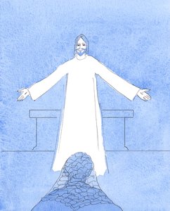 Mesih bana kalbimdeki yardıma muhtaç tüm insanlardan ve diğer tüm endişelerimden bahsetti, 2004 (kağıt üzerinde w/c) by Elizabeth Wang