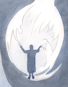 Üç İlahi Kişiden her biri sadık ruhta sürekli iş başındadır, 2000 (kağıt üzerinde w/c) by Elizabeth Wang