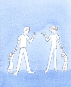 Babamız Tanrı ailelerin yıkıldığını görmek istemez. Eşler arasında şiddet ya da terk edilme görmek istemez. 2005 (kağıt üzerine suluboya) by Elizabeth Wang