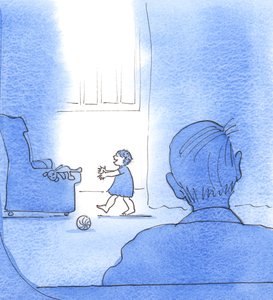 Baba Tanrı, sevincinin ve şefkatinin yoğunluğuyla bizi korkutmasın diye sevincini içimizde saklıyor, 2003 (kağıt üzerinde w/c) by Elizabeth Wang