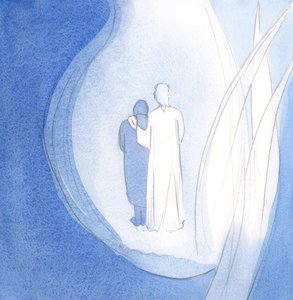 Ruhum olan küçük Krallığının etrafında gezindi, beni teselli etti, melekleri yanında dururken, 2000 (kağıt üzerinde w/c) by Elizabeth Wang