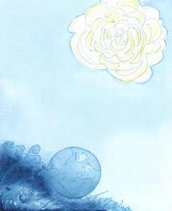Cennet, kalbinde güzel, parfümlü, göz kamaştırıcı bir sığınak olan büyük bir çiçek olarak temsil edildi, 2003 (kağıt üzerinde w/c) by Elizabeth Wang
