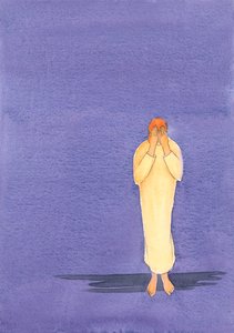Duanın karanlığında sebat edersek, Tanrı sonunda bizi ışığına ve bilgeliğine ulaştıracaktır, 2000 (kağıt üzerinde w/c) by Elizabeth Wang