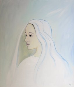 Cennette Bakire Meryem, oğlunun yeryüzünde olan her şeyle ilgili endişesini paylaşıyor, 2000 (gemide petrol) by Elizabeth Wang