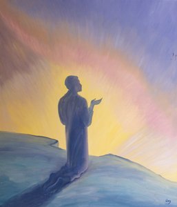 İsa yeryüzündeki yaşamında Babasına övgü ve şükranla dua etti, 2001 (gemide petrol) by Elizabeth Wang